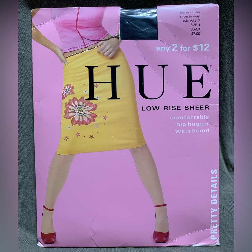 3/$10 HUE Black Low Rise Sheer Pantyhose